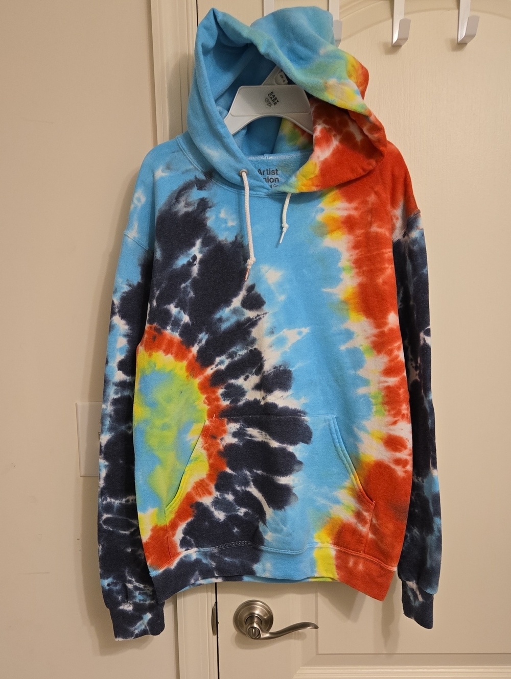 Artist Union Clothing Co. Tie-Dye Hoodie in Dark Blue, Red, Yellow